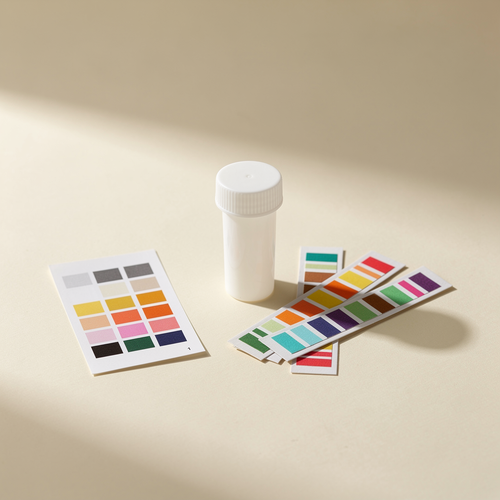 Water test kit: tube of dip strips, loose strips and a color chart